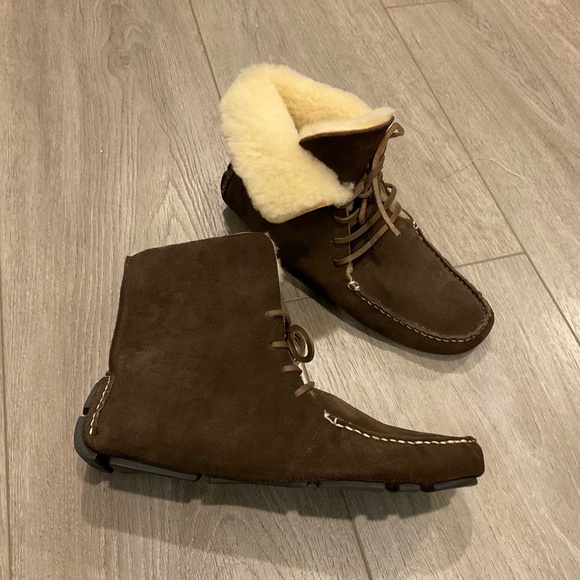 Banana Republic Boot Shearling  Driving Brown Suede Size 8 NWOT - Picture 8 of 11